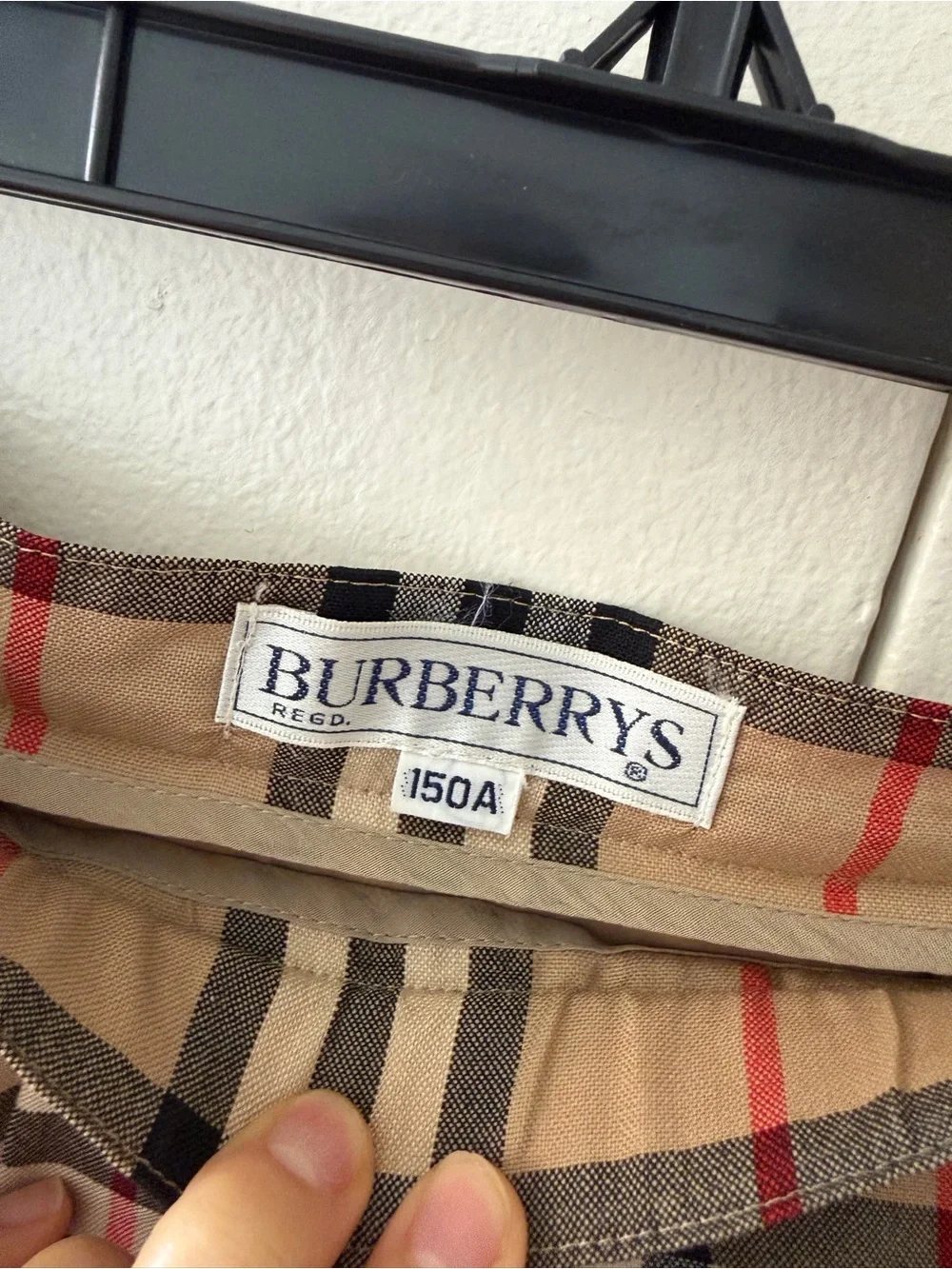 Burberry Beige Plaid Pleated Skirt with Black & Red Accents